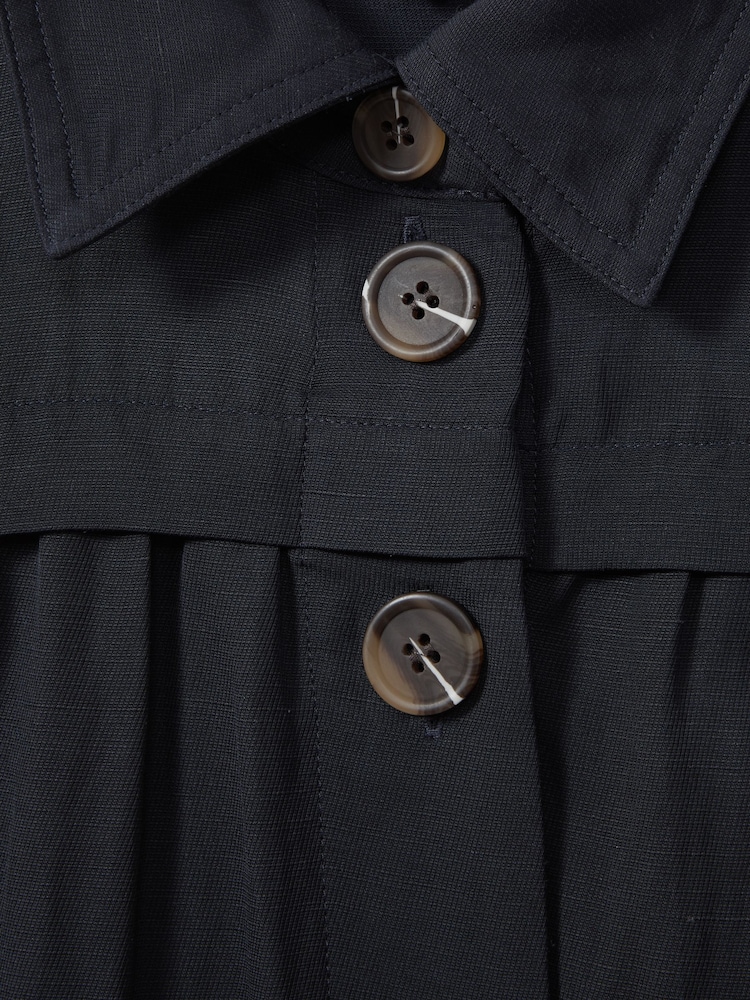 Reiss Navy Heidi Viscose-Linen Belted Midi Dress - Image 6 of 6
