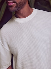 White Knitted Textured Regular Fit T-Shirt - Image 1 of 6