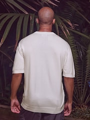 White Knitted Textured Regular Fit T-Shirt - Image 2 of 6