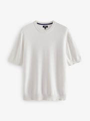 White Knitted Textured Regular Fit T-Shirt - Image 3 of 6