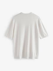 White Knitted Textured Regular Fit T-Shirt - Image 4 of 6