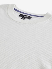 White Knitted Textured Regular Fit T-Shirt - Image 5 of 6