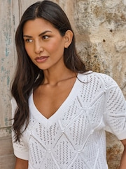 Pure Collection Cotton Short Sleeve Texture Top - Bild 3 von 3