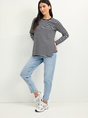 Navy Blue/White Maternity Long Sleeve Striped Nursing T-Shirt - Image 2 of 8