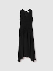 Reiss Black Saffy Ruched Bodycon Midi Dress - Image 2 of 6