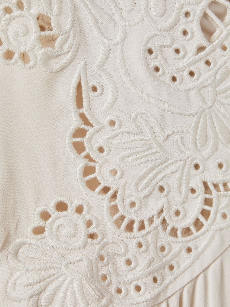 Reiss Cream Noa Lace Cut-Out Blouse - Image 6 of 6