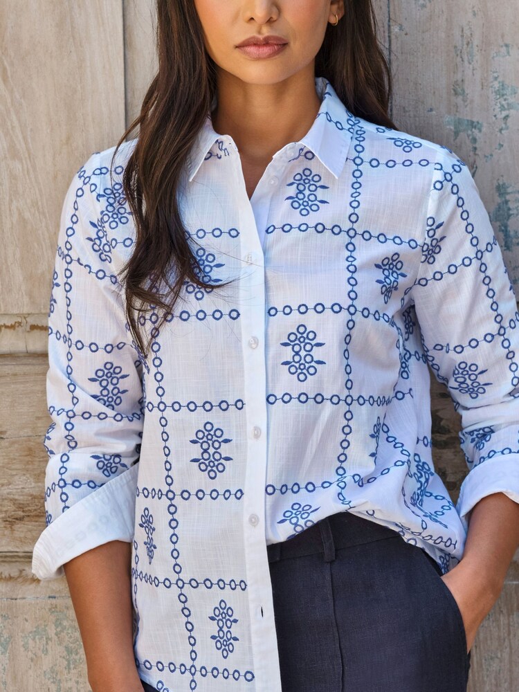 Pure Collection White Embroidered Shirt - Image 3 of 3 Pure Collection White Embroidered Shirt - Image 3 of 3