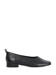 Dune London Black Highmark Leather Ballet Shoes - Image 1 of 5