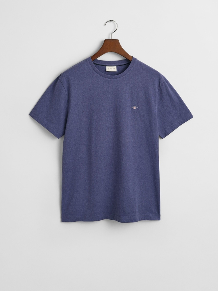 GANT Blue Melange Shield Logo T-Shirt - Image 4 of 4 GANT Blue Melange Shield Logo T-Shirt - Image 4 of 4