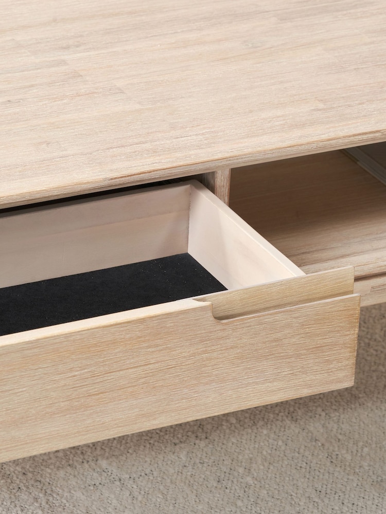 Pacific White Sand Acacia Wood 2 Drawer Coffee Table - Image 2 of 7 Pacific White Sand Acacia Wood 2 Drawer Coffee Table - Image 2 of 7