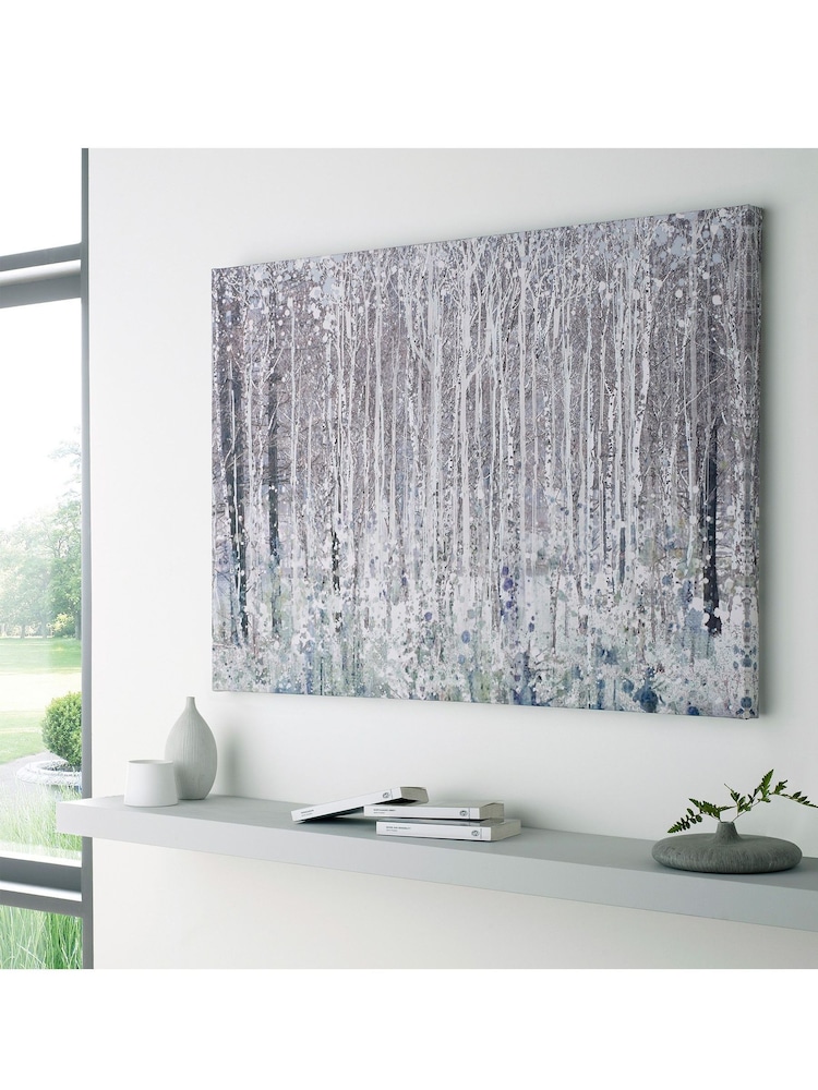 Art For The Home Green Watercolour Woods Canvas - Image 1 of 2