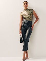 Gold Sleeveless High Neck Top - Image 3 of 6