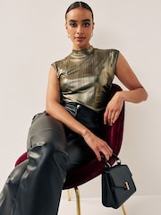Gold Sleeveless High Neck Top - Image 4 of 6