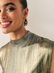 Gold Sleeveless High Neck Top - Image 5 of 6