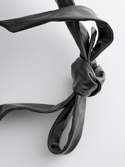 Black Leather Knot Bow Shoulder Bag - Image 11 of 12