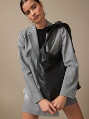 Black Leather Knot Bow Shoulder Bag - Image 3 of 12