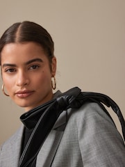 Black Leather Knot Bow Shoulder Bag - Image 5 of 12