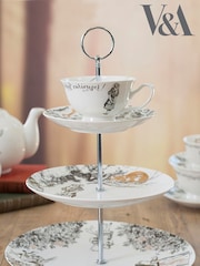V&A Monochrome Alice in Wonderland White Cake Stand - Image 1 of 1