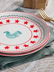 Lucy Tiffney Set of 2 Cream/Red Christmas Plates - Image 2 of 3