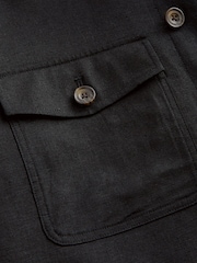 Black Linen Blend Trucker Jacket - Image 11 of 12