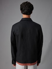 Black Linen Blend Trucker Jacket - Image 3 of 12