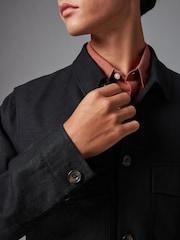 Black Linen Blend Trucker Jacket - Image 5 of 12