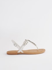 Silver Forever Comfort® Standard/Wide Fit Jewel Toe Leather Post Sandals - Image 2 of 5