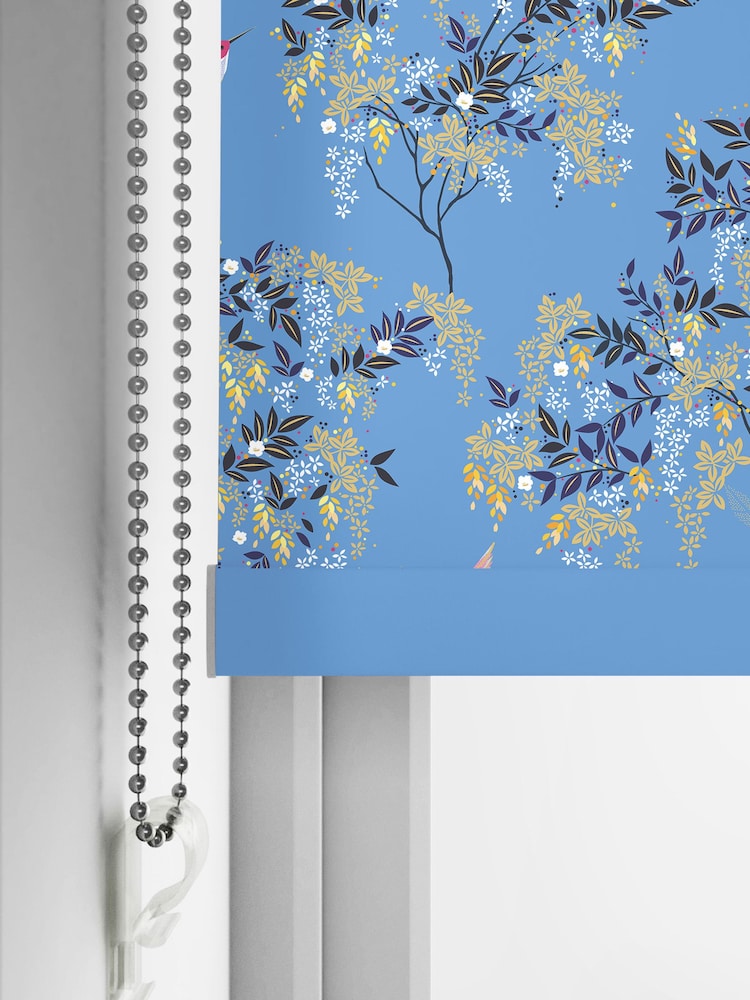 Sara Miller Cornflower Blue Hummingbird Made to Measure Roller Blinds - Image 5 of 5