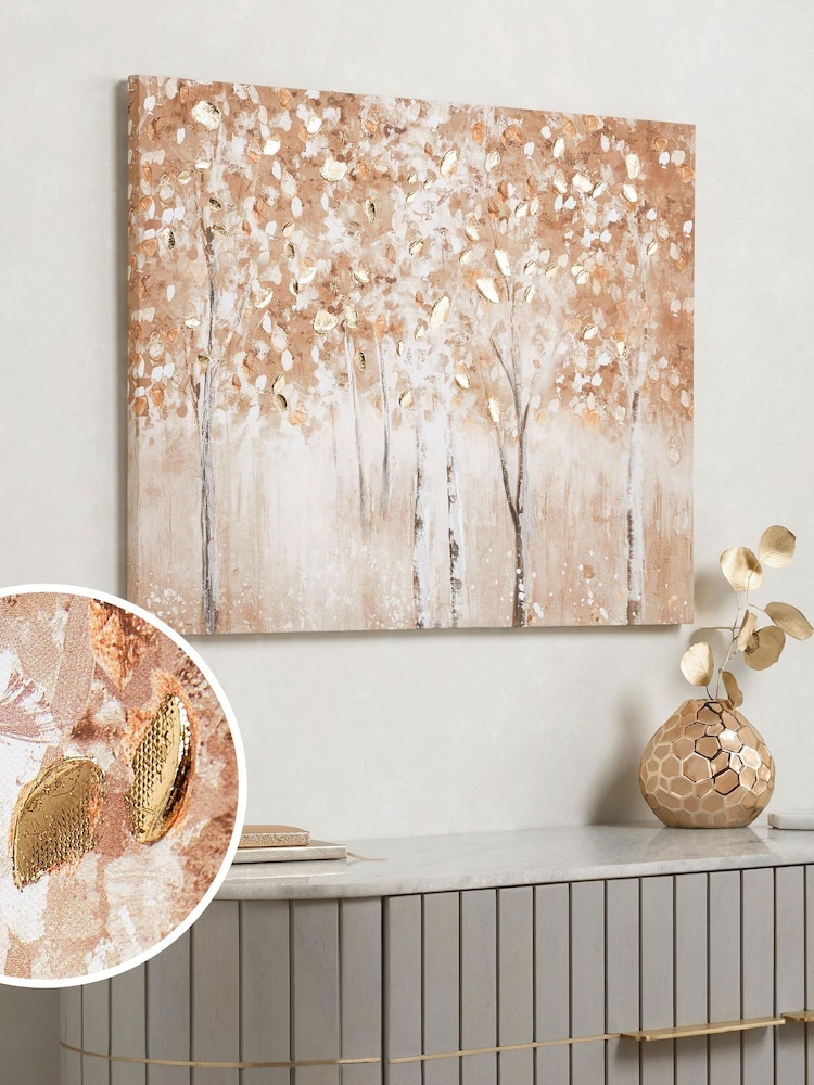 Orange And Gold Birch Trees Canvas Wall Art - Image 1 of 6