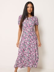 M&Co Purple Petite Empire Waist Dress - Image 1 of 5