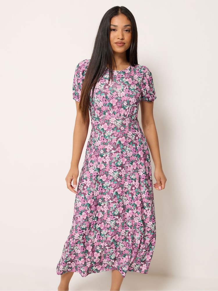 M&Co Purple Petite Empire Waist Dress - Image 1 of 5 M&Co Purple Petite Empire Waist Dress - Image 1 of 5