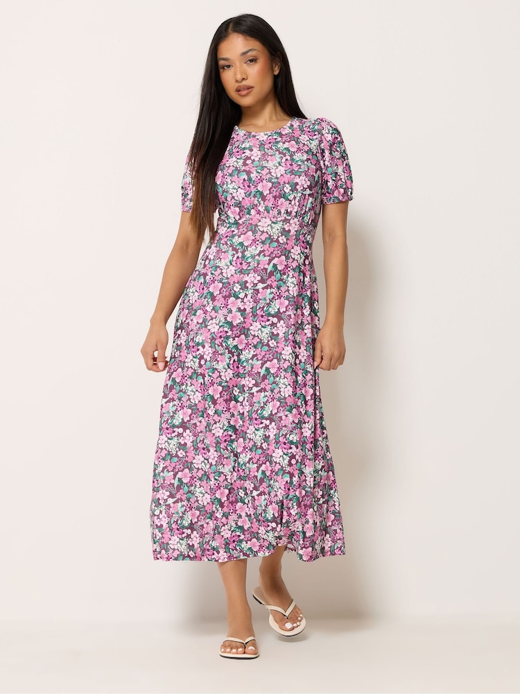 M&Co Purple Petite Empire Waist Dress - Image 2 of 5 M&Co Purple Petite Empire Waist Dress - Image 2 of 5