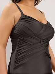 Yours Curve Brown Crossover Super Sculpt Swimsuit - Image 4 of 6