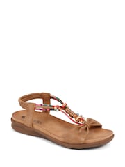 Pavers Brown Pavers Embellished Flat Black Sandals - Image 2 of 5