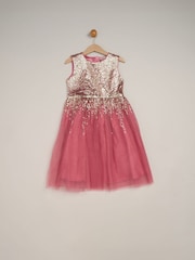 Miss Pink Waterfall Sequin Dress and Faux Fur Bolero Set - Image 4 of 4