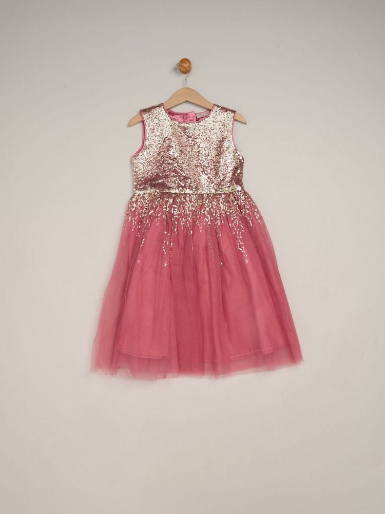 Miss Pink Waterfall Sequin Dress and Faux Fur Bolero Set - Image 4 of 4 Miss Pink Waterfall Sequin Dress and Faux Fur Bolero Set - Image 4 of 4
