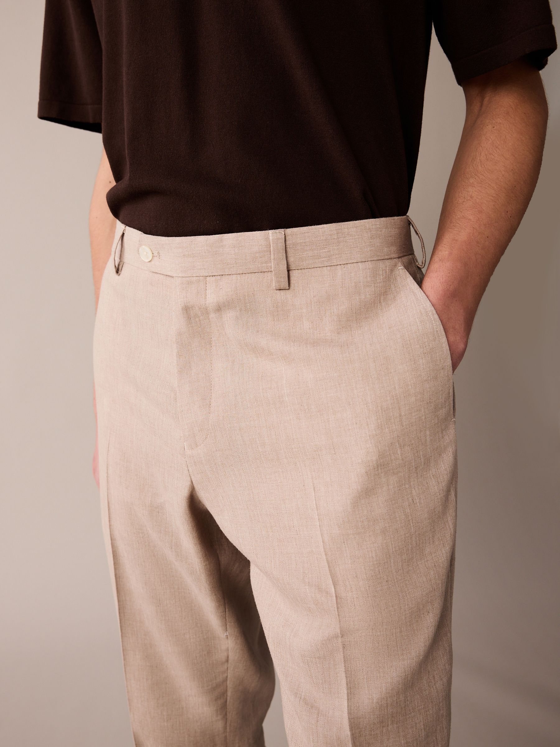 ずっと気になってた Suit Fit Tailored Blend Linen Stone Buy Trousers USA Next from スラックス