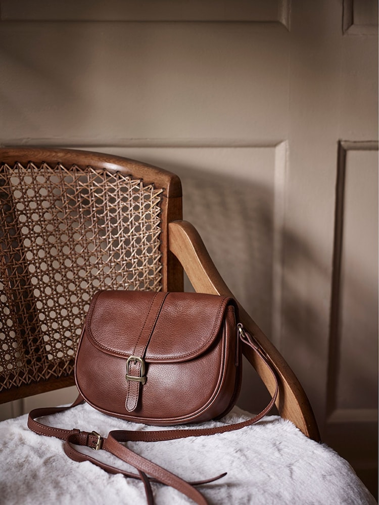 Barbour® Brown Laire Leather Saddle Bag - Image 1 of 5