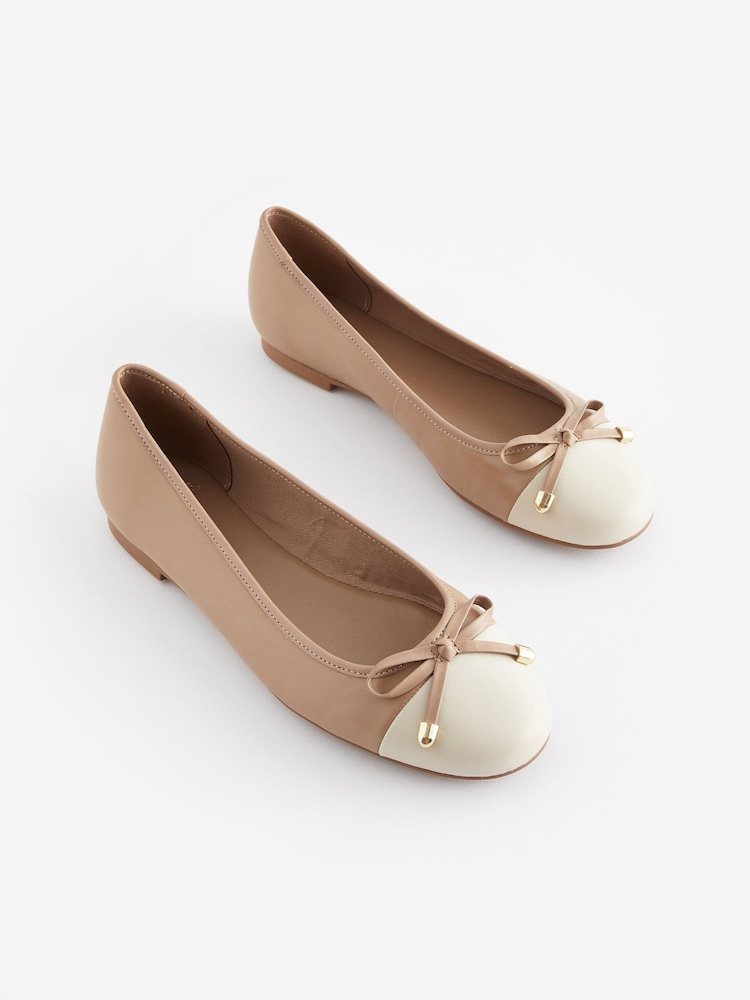 Camel Forever Comfort® Round Toe Leather Ballerina Shoes - Image 1 of 5