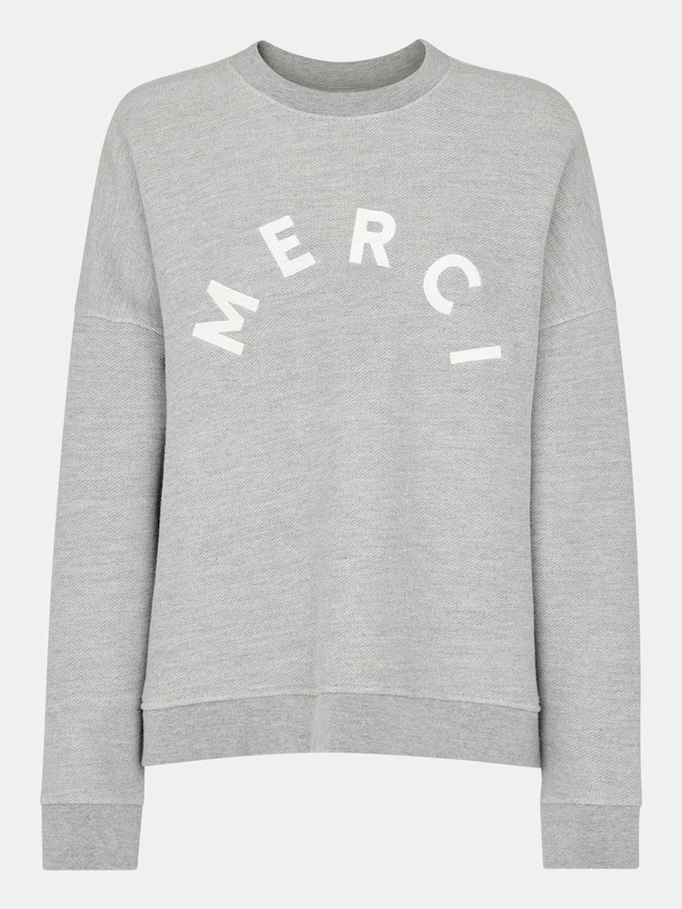 Whistles Grey Merci Logo Sweater - Image 5 of 5
