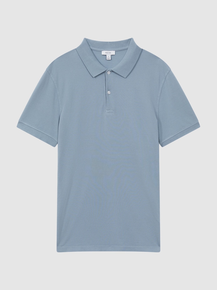 Reiss Soft Blue Puro Slim Fit Garment Dye Polo Shirt - Image 2 of 4