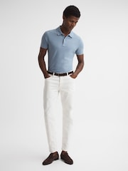 Reiss Soft Blue Puro Slim Fit Garment Dye Polo Shirt - Image 3 of 4