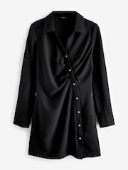 Black Asymmetric Crepe Mini Dress - Image 5 of 6