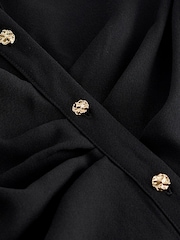 Black Asymmetric Crepe Mini Dress - Image 6 of 6
