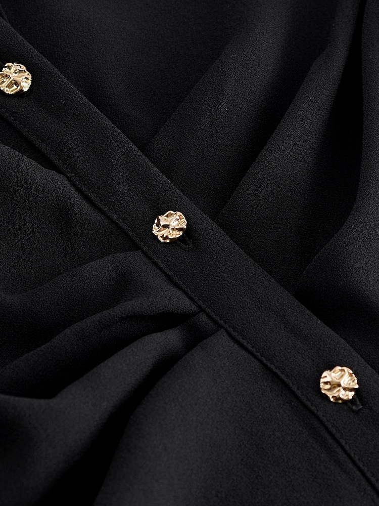 Black Asymmetric Crepe Mini Dress - Image 6 of 6