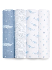 aden + anais Blue Cotton Muslin Blankets 4 Pack - Image 1 of 7