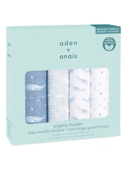 aden + anais Blue Cotton Muslin Blankets 4 Pack - Image 2 of 7