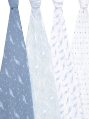 aden + anais Blue Cotton Muslin Blankets 4 Pack - Image 3 of 7