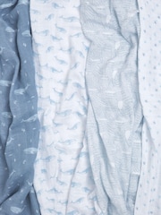 aden + anais Blue Cotton Muslin Blankets 4 Pack - Image 4 of 7