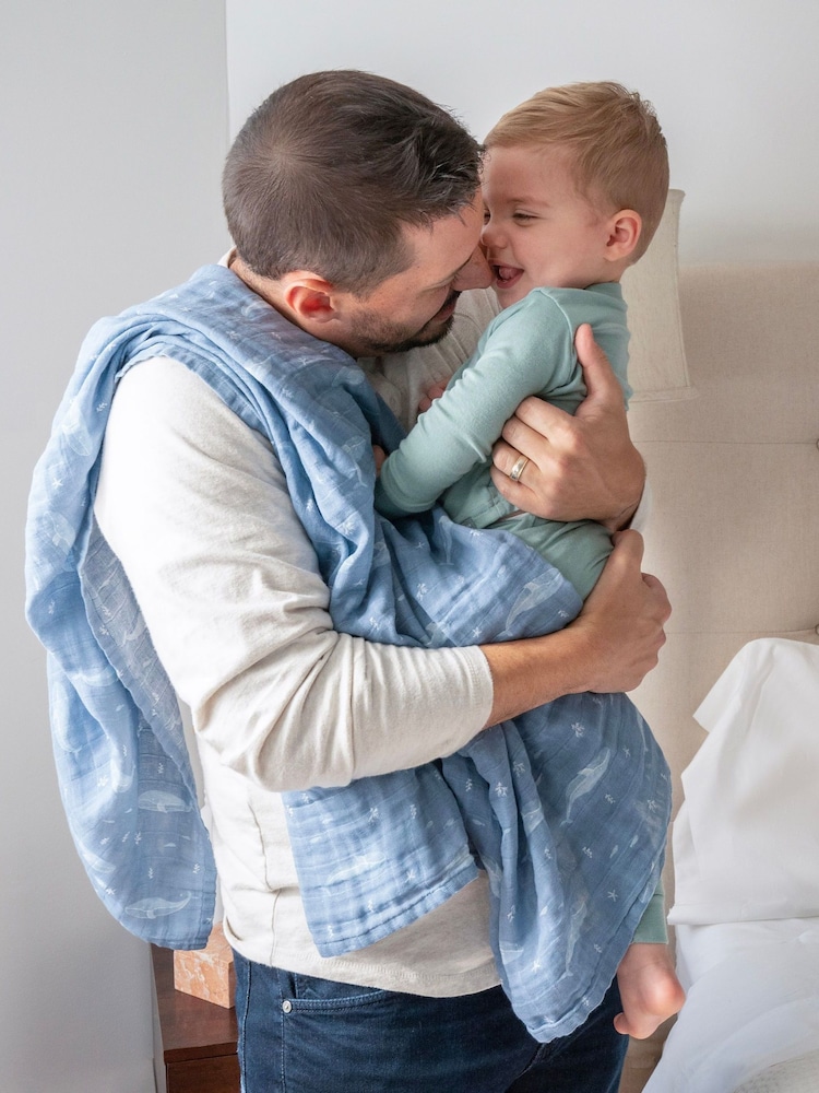 aden + anais Blue Cotton Muslin Blankets 4 Pack - Image 5 of 7